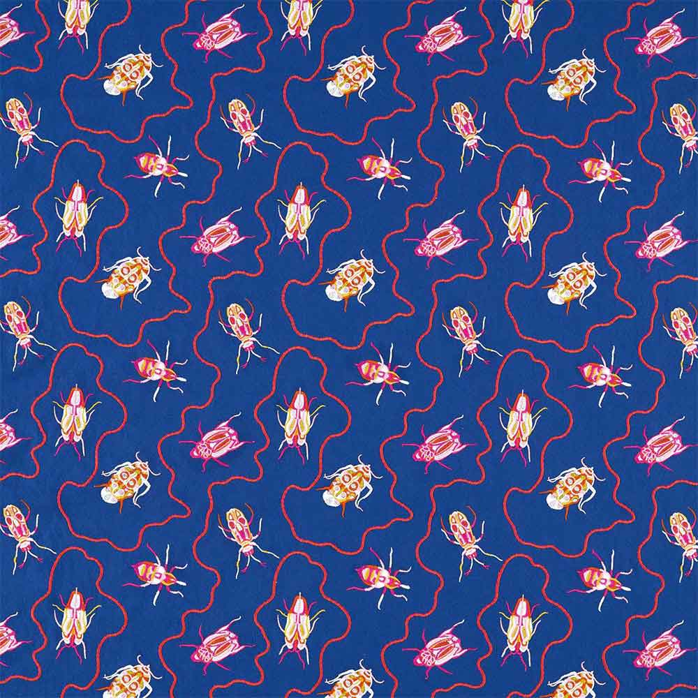 Jewel Beetles Lapis Fabric