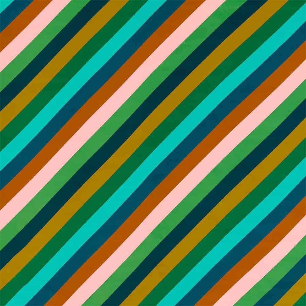 Sherbet Stripe Emerald & Amber & Rose Fabric