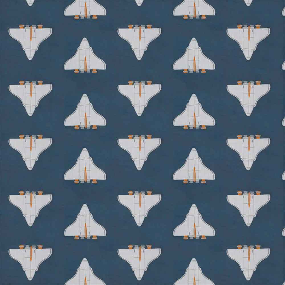 Space Shuttle Apricot & Navy Fabric