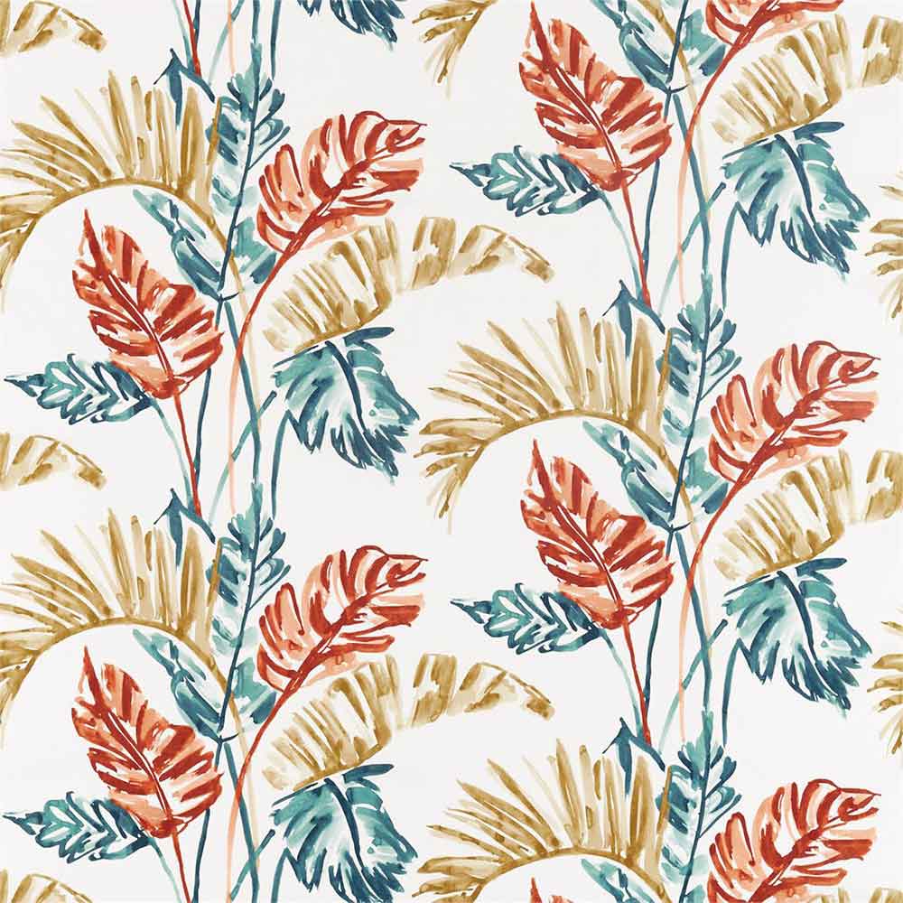 Toshiko Paprika & Teal & Olive Fabric