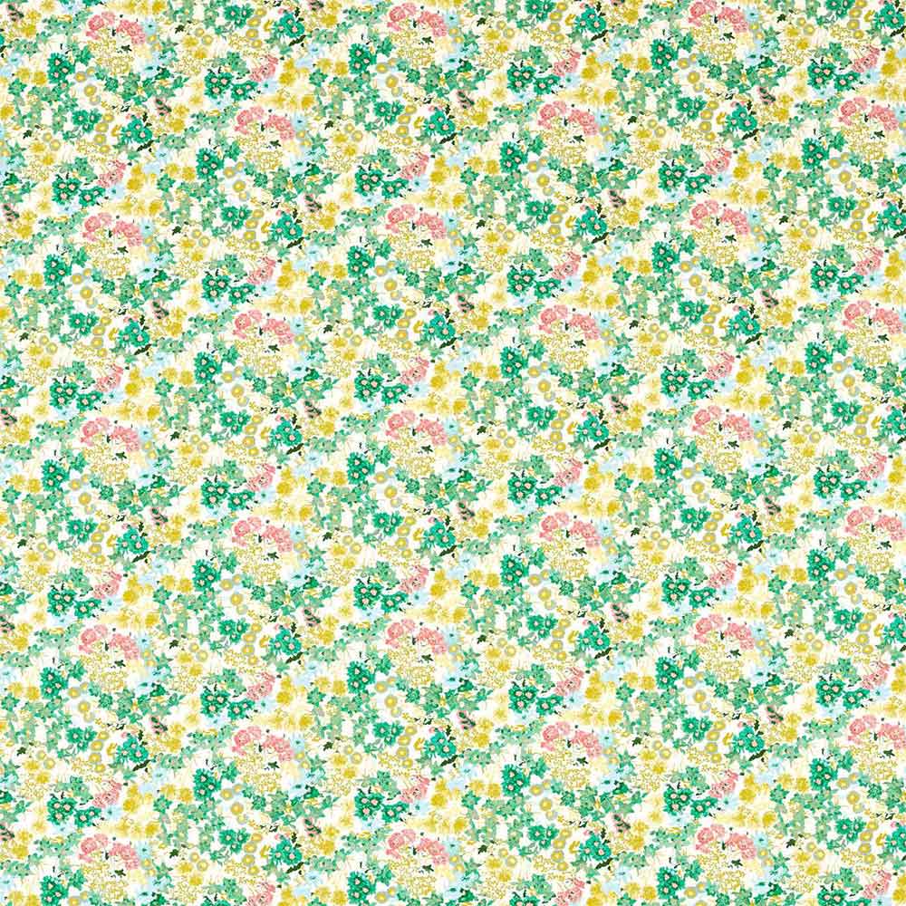 Wildflower Meadow Rose & Emerald & Peridot Fabric