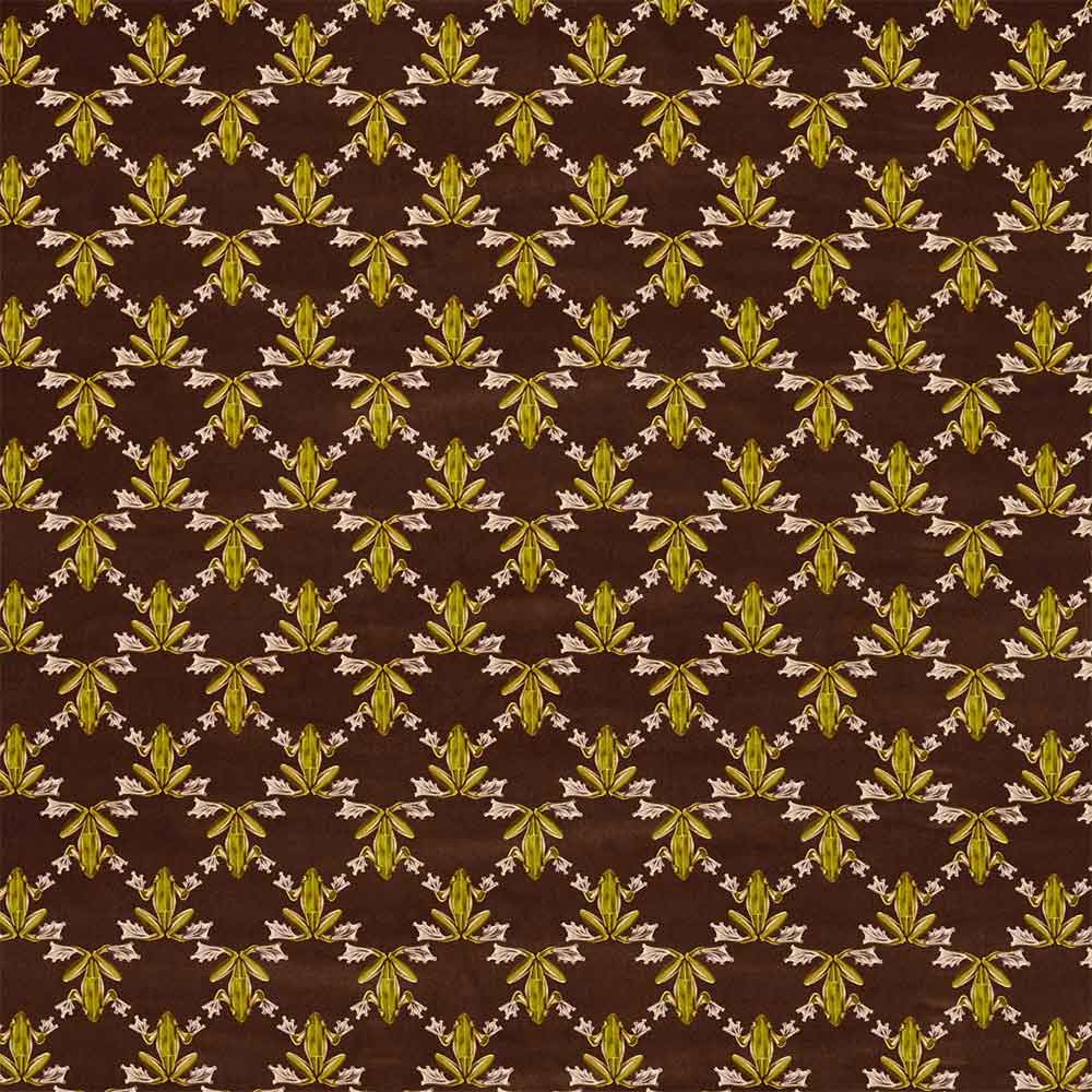 Wood Frog Velvet Chocolate & Pistachio Fabric