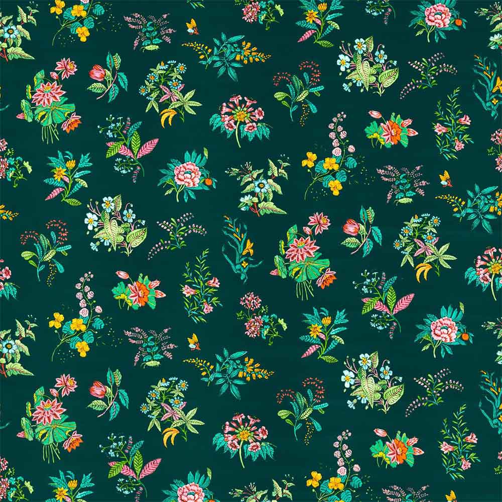 Woodland Floral Jade & Malachite & Rose Quartz Fabric