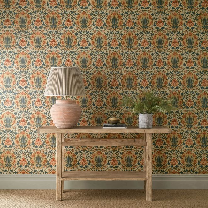 Iris & Rose Indigo & Crimson Wallpaper