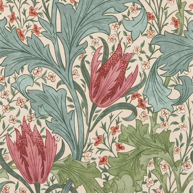Lent Lily Plum & Bayleaf Wallpaper
