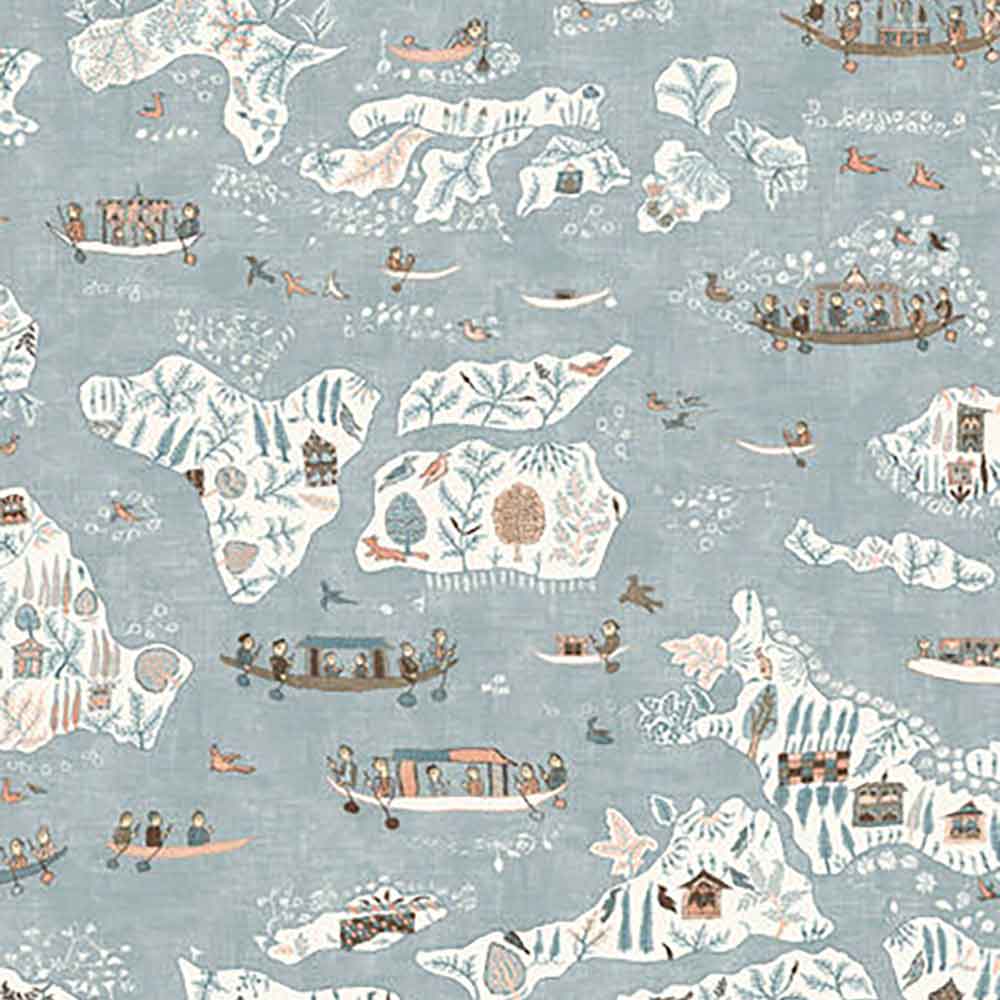 Regatta Blue Almond Fabric