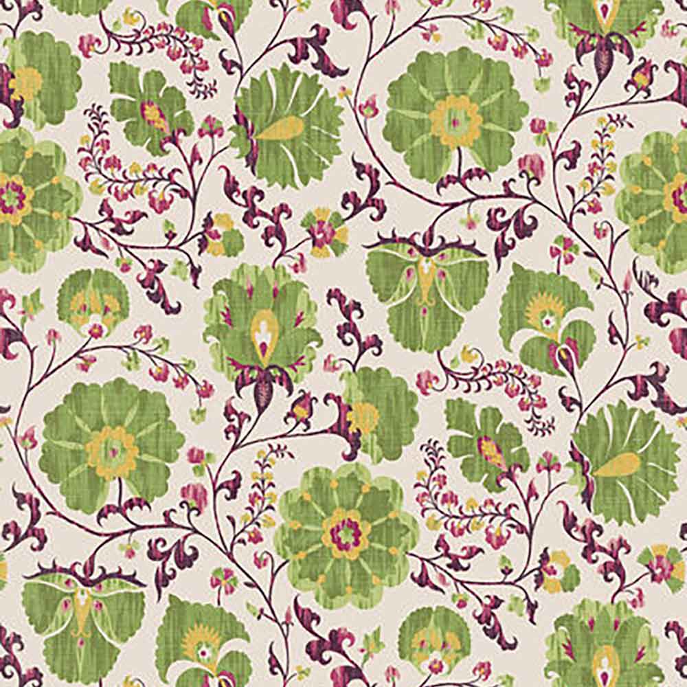 Zarafshan Lime Damson Fabric