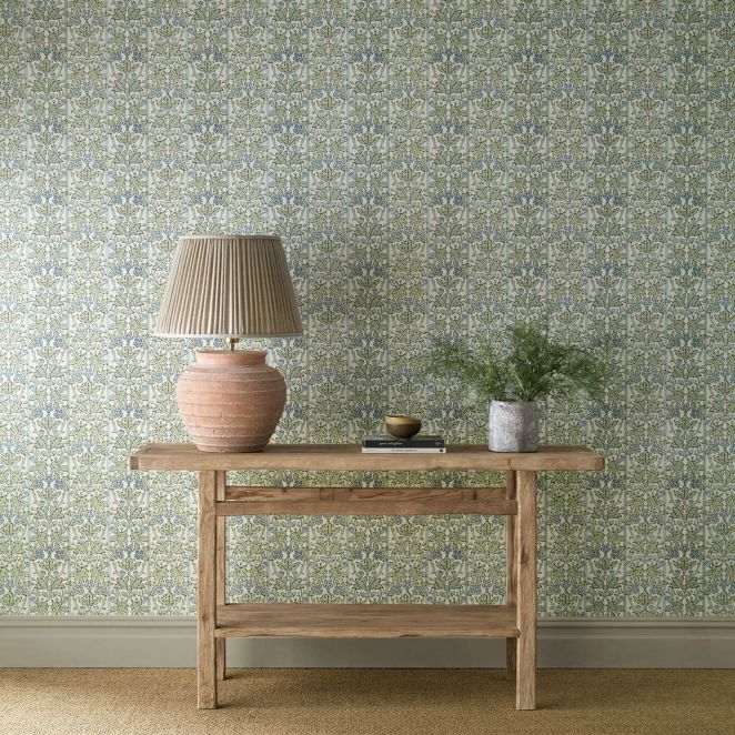 Oak & Blossom Thyme & Woad Wallpaper