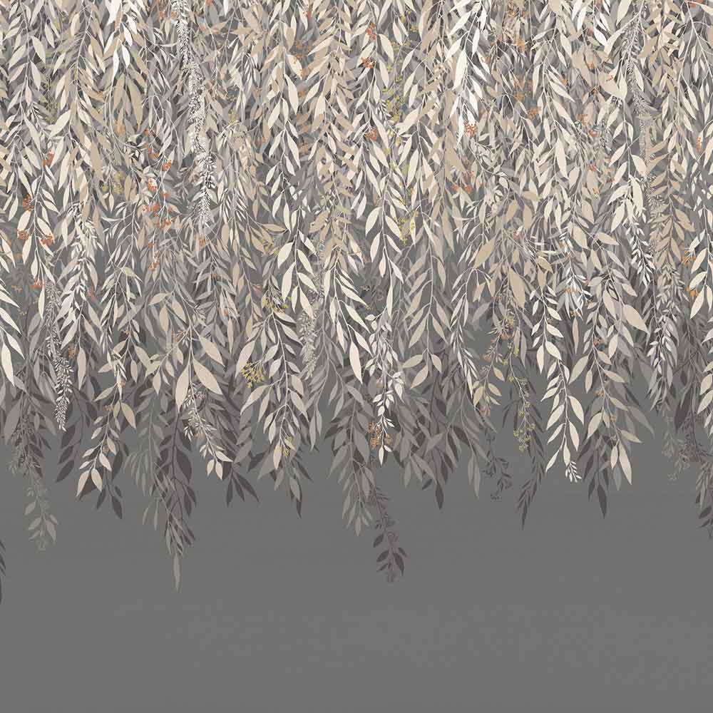 Cascading Willow Mural Charcoal