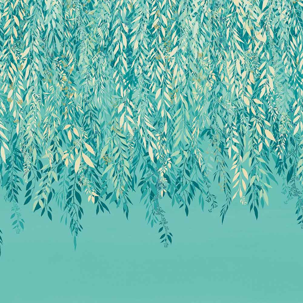 Cascading Willow Mural Turquoise