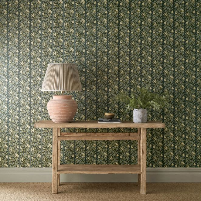 Peony Trellis Bayleaf & Slate Wallpaper