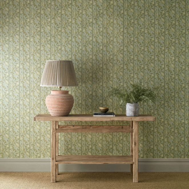 Peony Trellis Sage Wallpaper