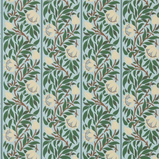 Peony Trellis Soft Blue & Nettle Wallpaper