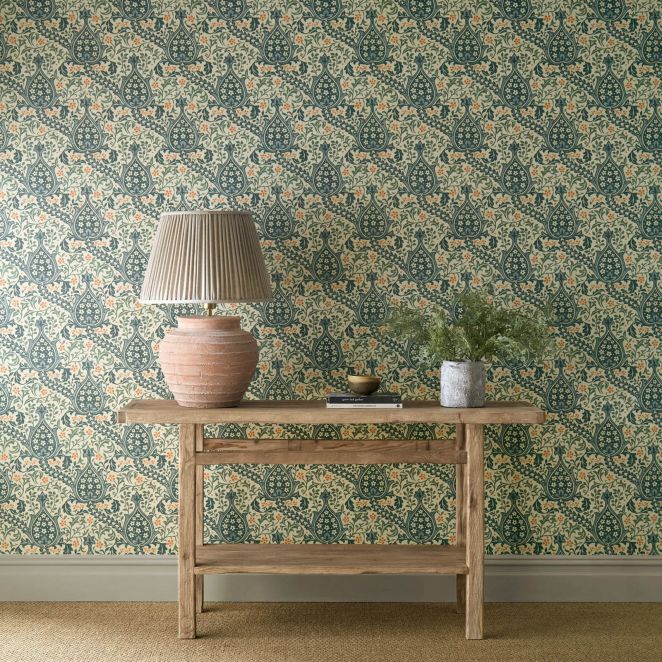 Persian Tulip Teal Wallpaper