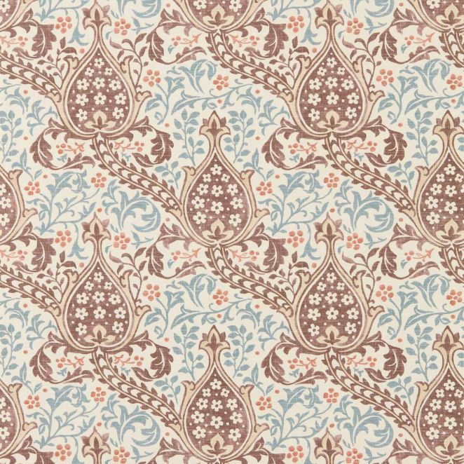 Persian Tulip Umber & Mineral Blue Wallpaper
