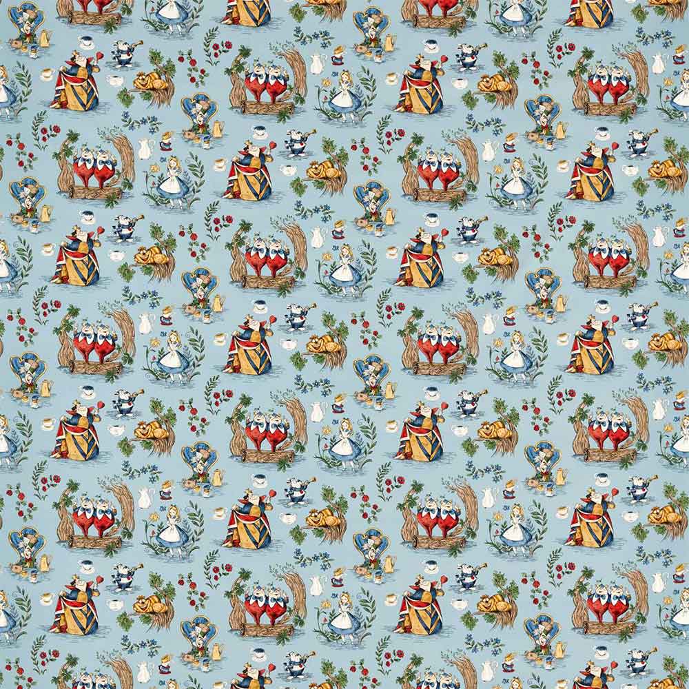 Alice in Wonderland Puddle Blue Fabric