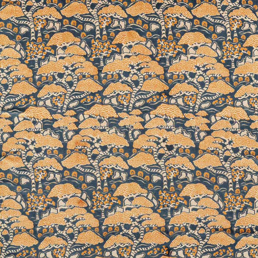 Bonsai & Gingko Midnight & Orange Fabric