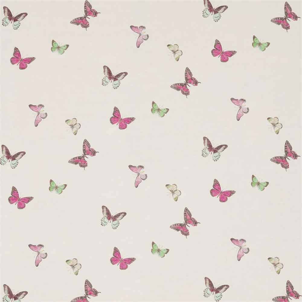 Butterfly Voile Fuchsia & Cream Fabric