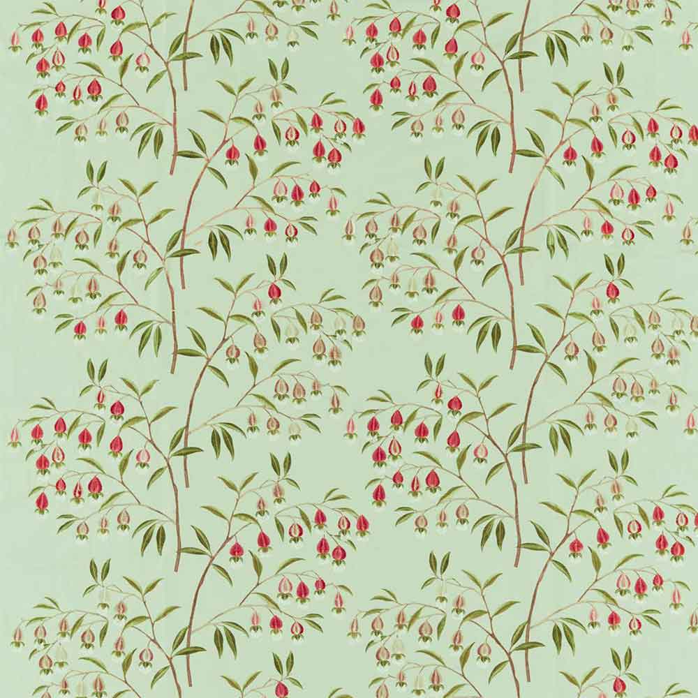 Chinese Lantern Mint & Apricot Fabric