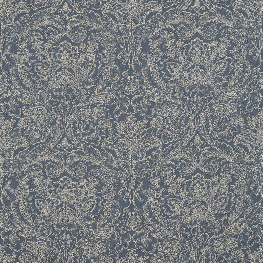 Courtney Damask Indigo Fabric