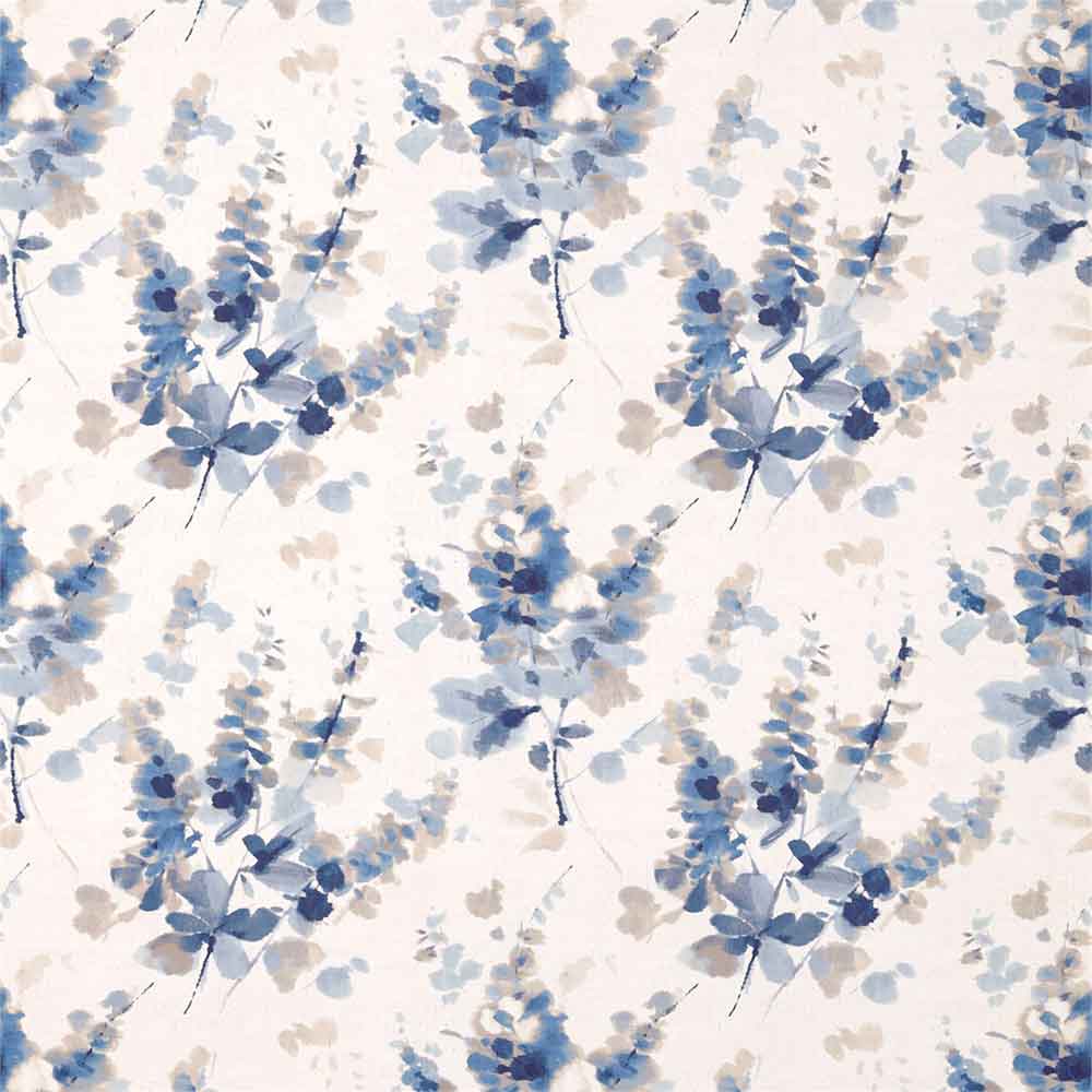 Delphiniums Indigo Fabric