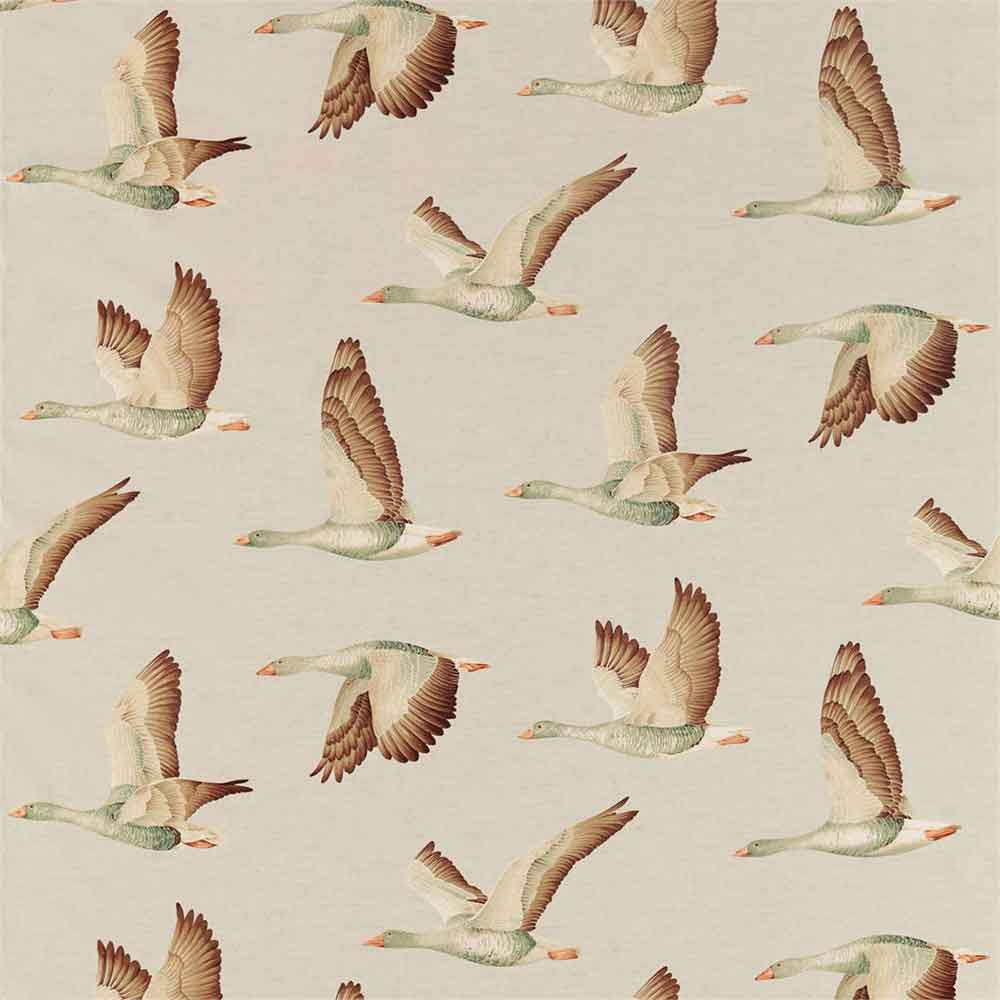 Elysian Geese Briarwood & Linen Fabric