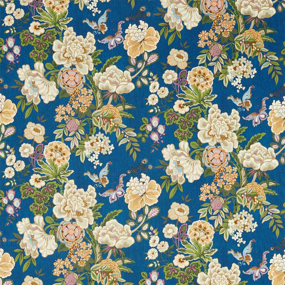 Emperor Peony Herbal Blue  & Amber Fabric