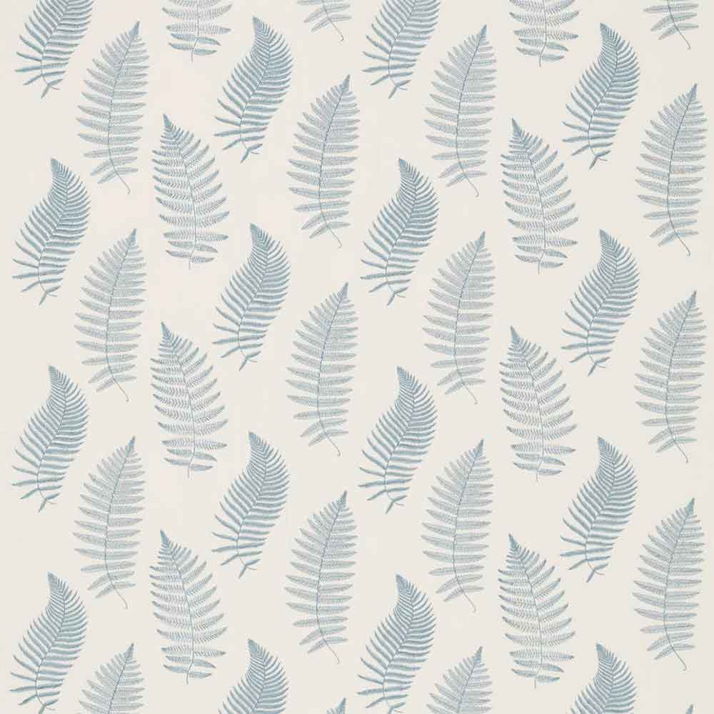 Fern Embroidery Powder Blue Fabric