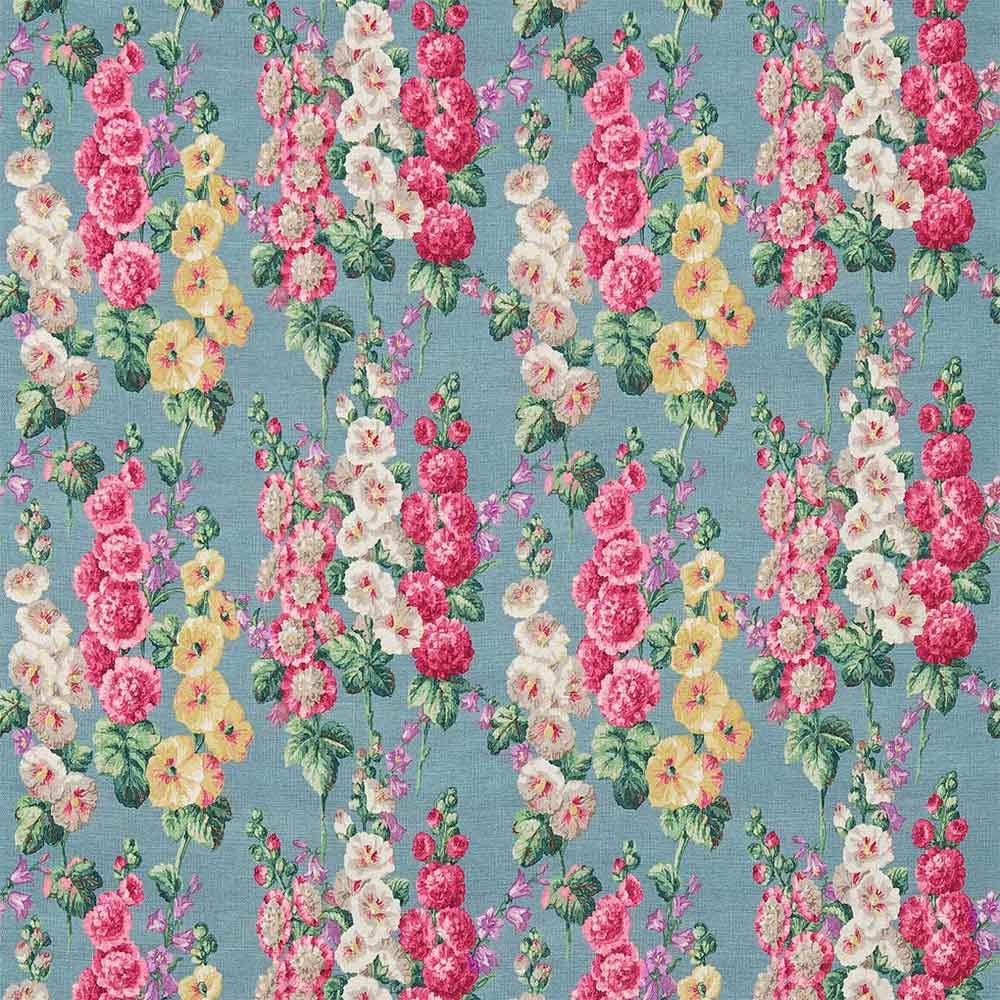 Hollyhocks Petrol Blue & Multi Fabric