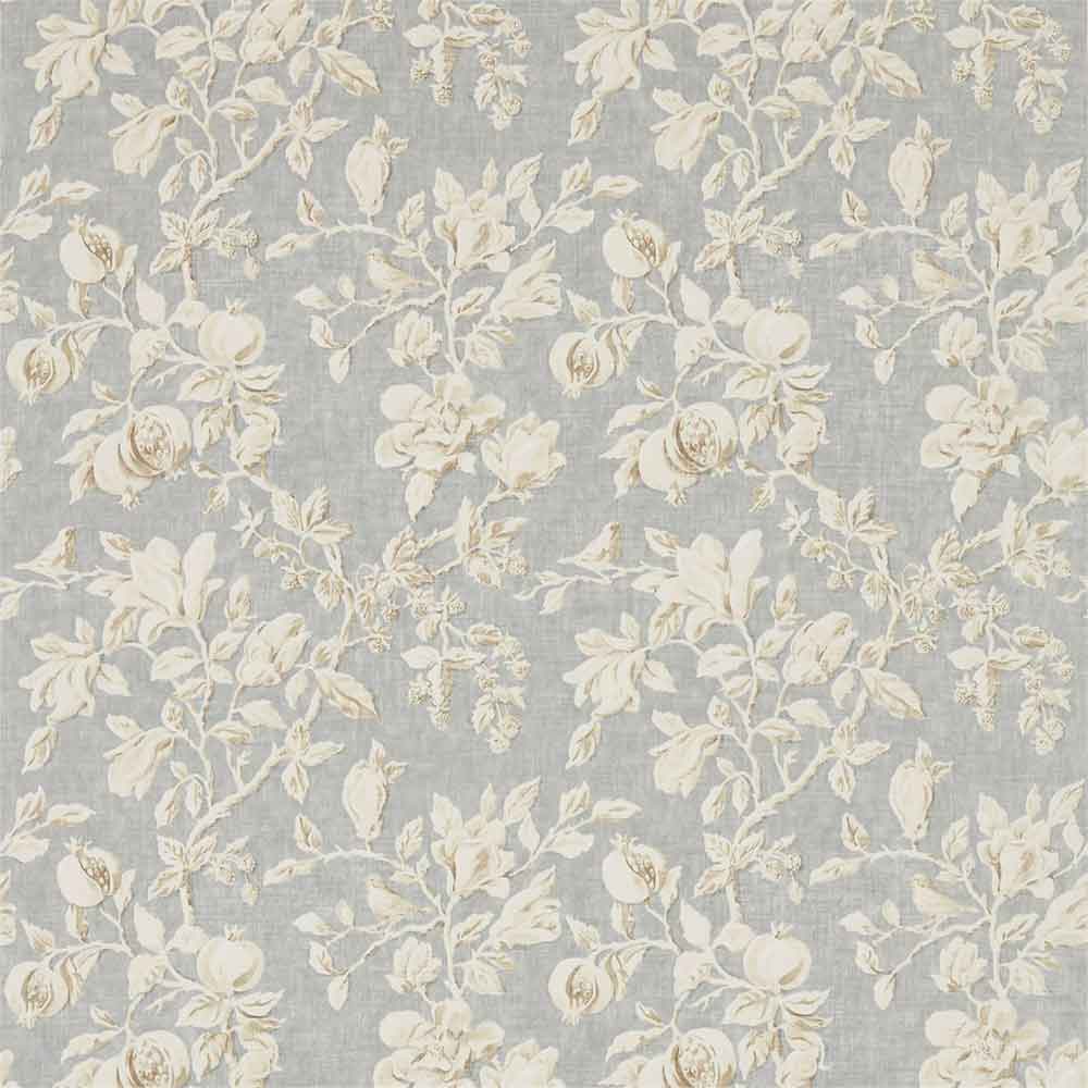 Magnolia & Pomegranate Grey Blue & Parchment Fabric