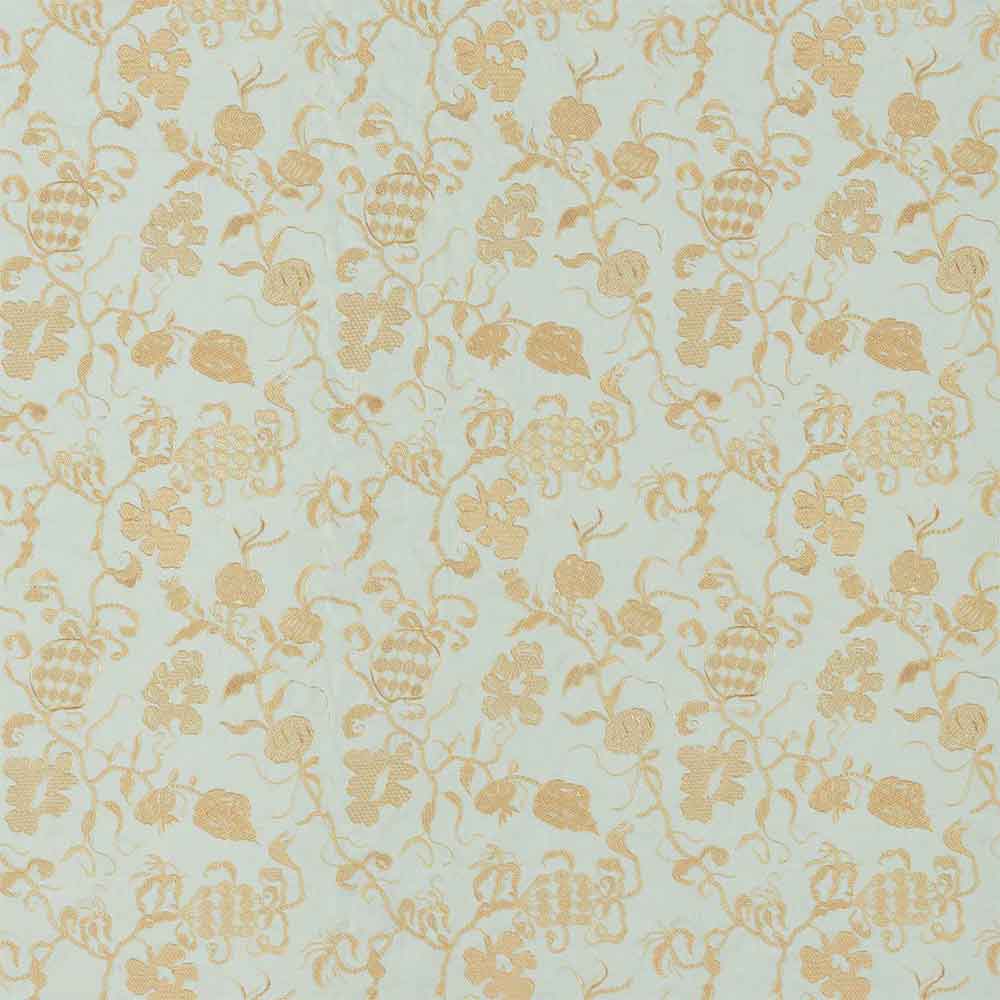 Mydsomer Pickings Smog Blue & Lame Gold Fabric