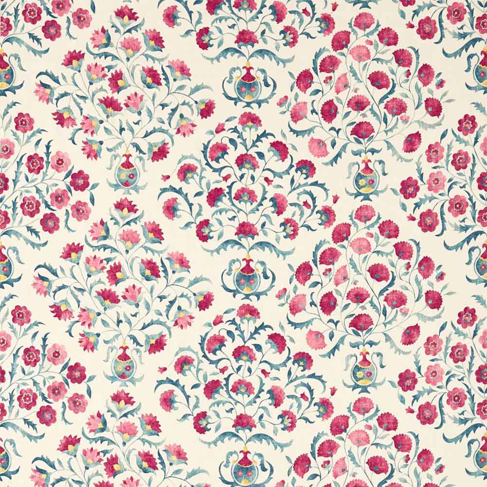 Ottoman Flowers Cherry & Indigo Fabric