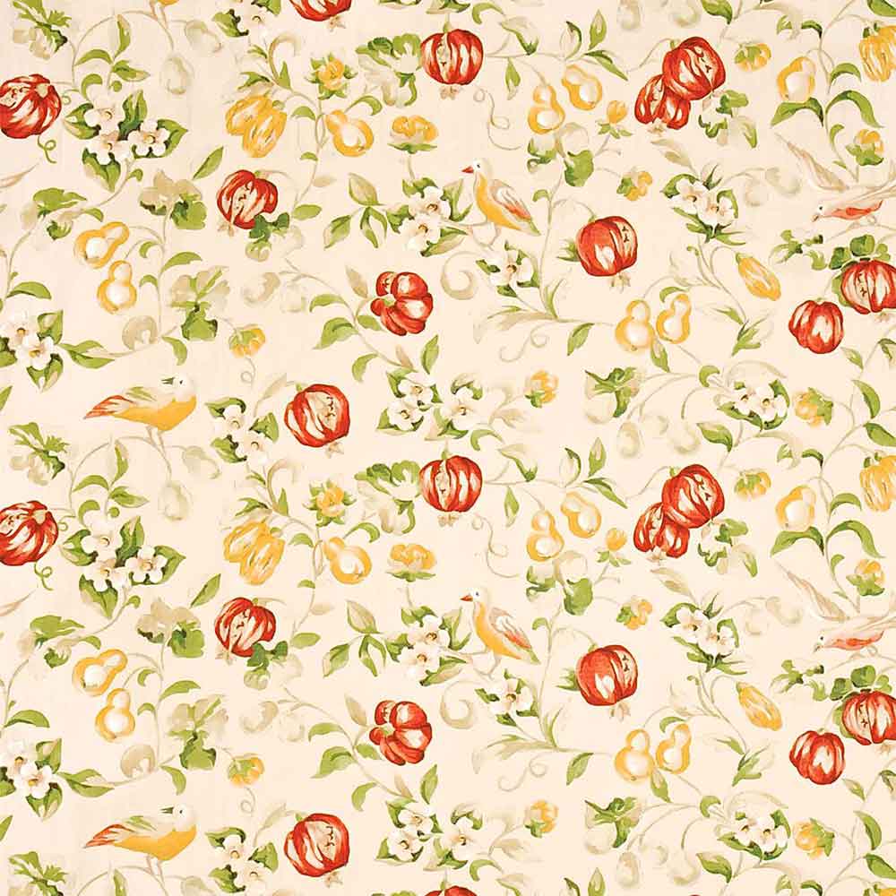 Pear & Pomegranate Lemon & Vermillion Fabric