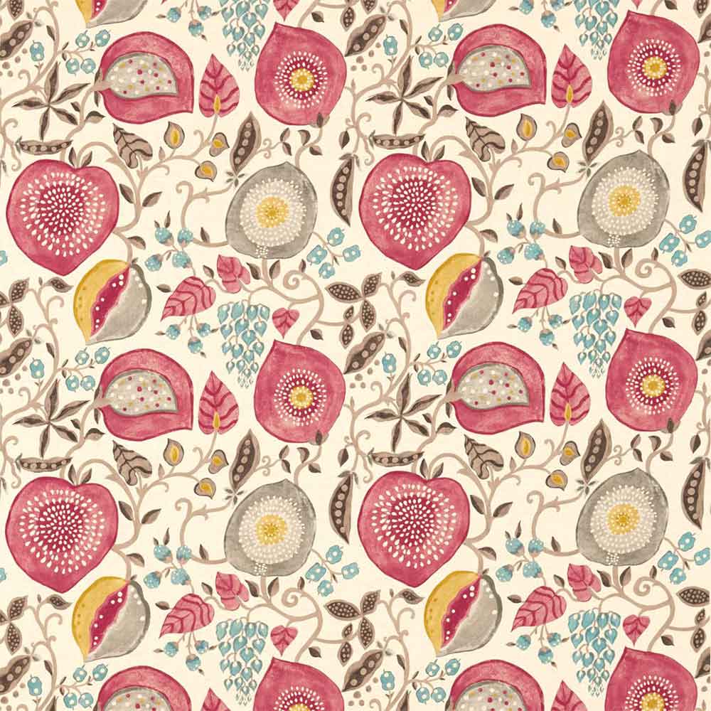 Peas & Pods Cherry & Linen Fabric