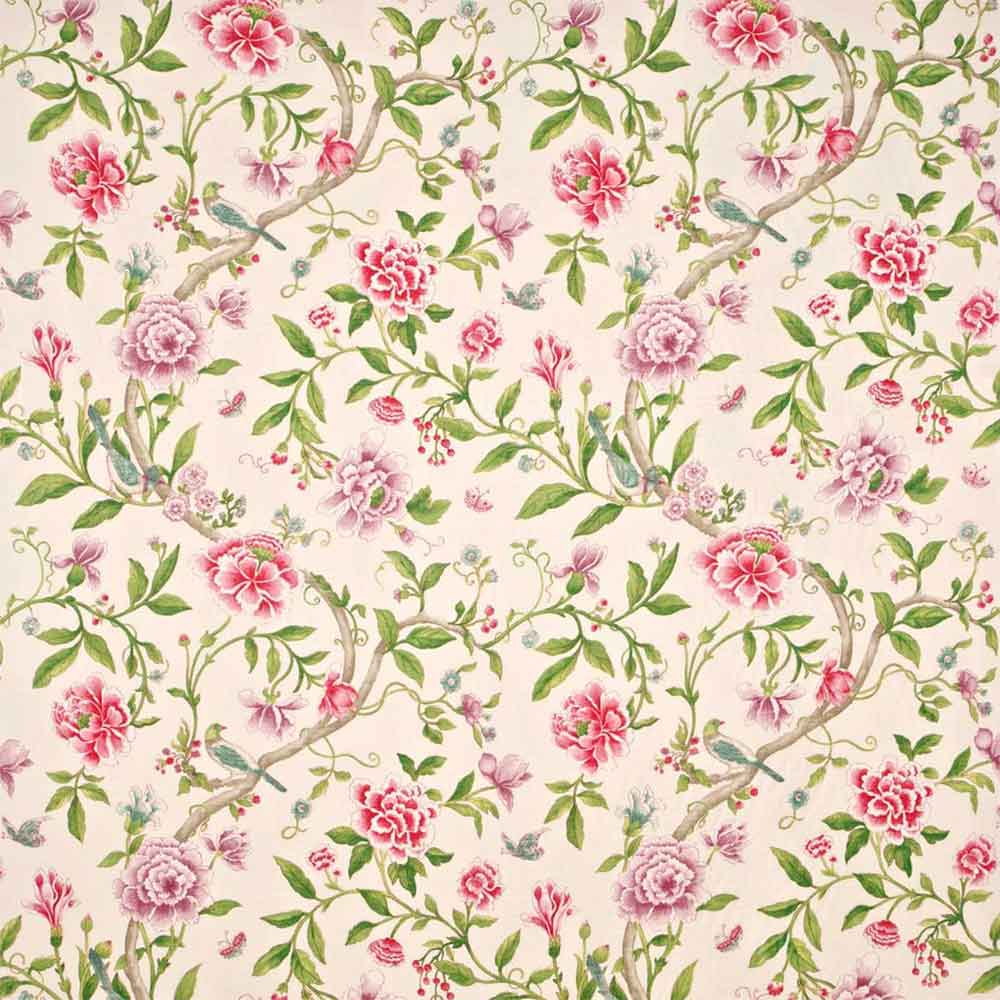 Porcelain Garden Magenta & Leaf Green Fabric