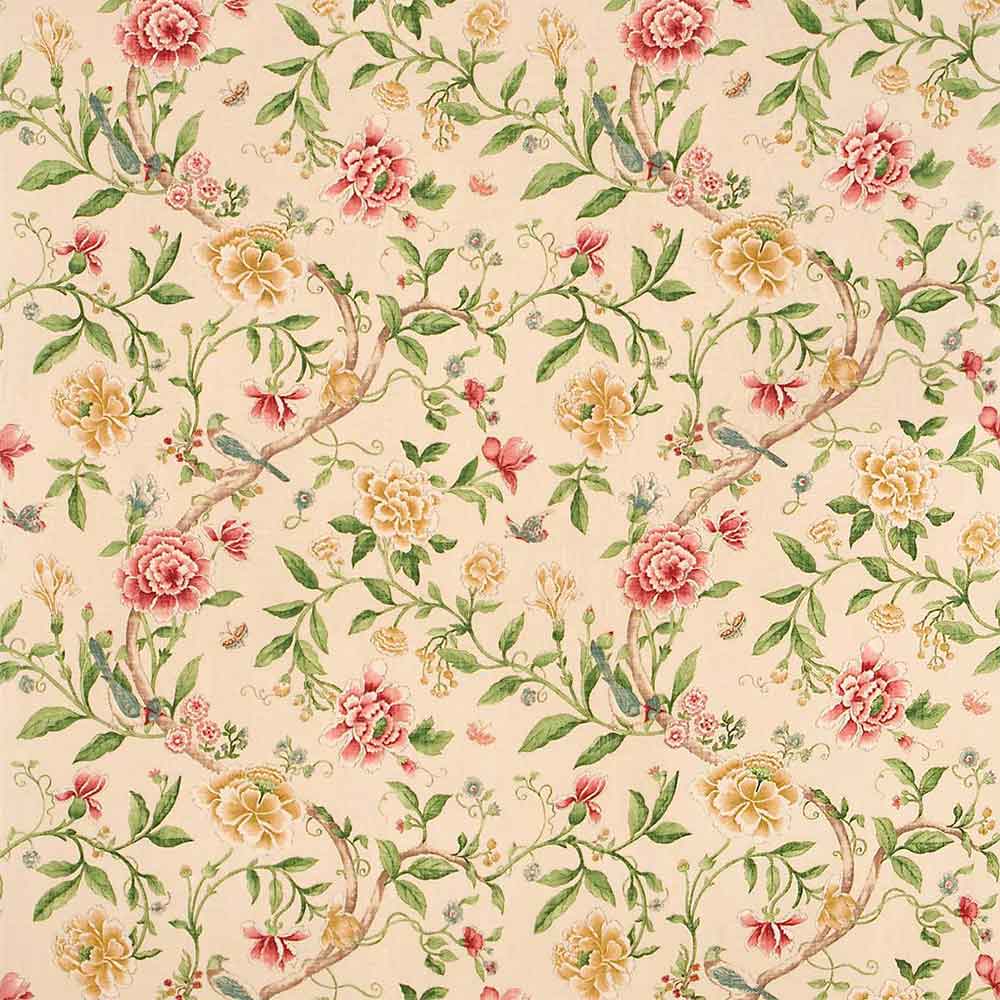 Porcelain Garden Red & Beige Fabric