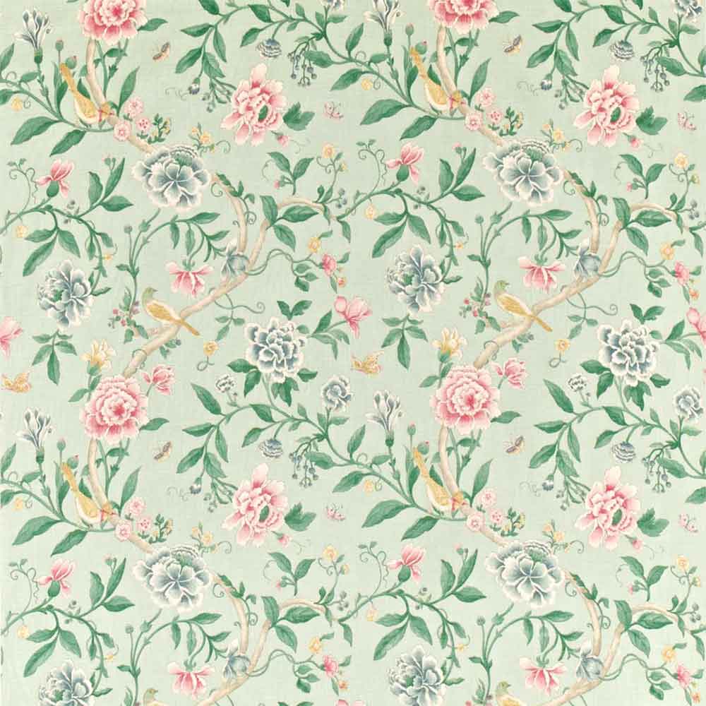 Porcelain Garden Rose & Duck Egg Fabric