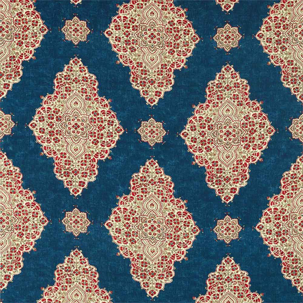 Siam Diamond Cobalt & Flame Fabric