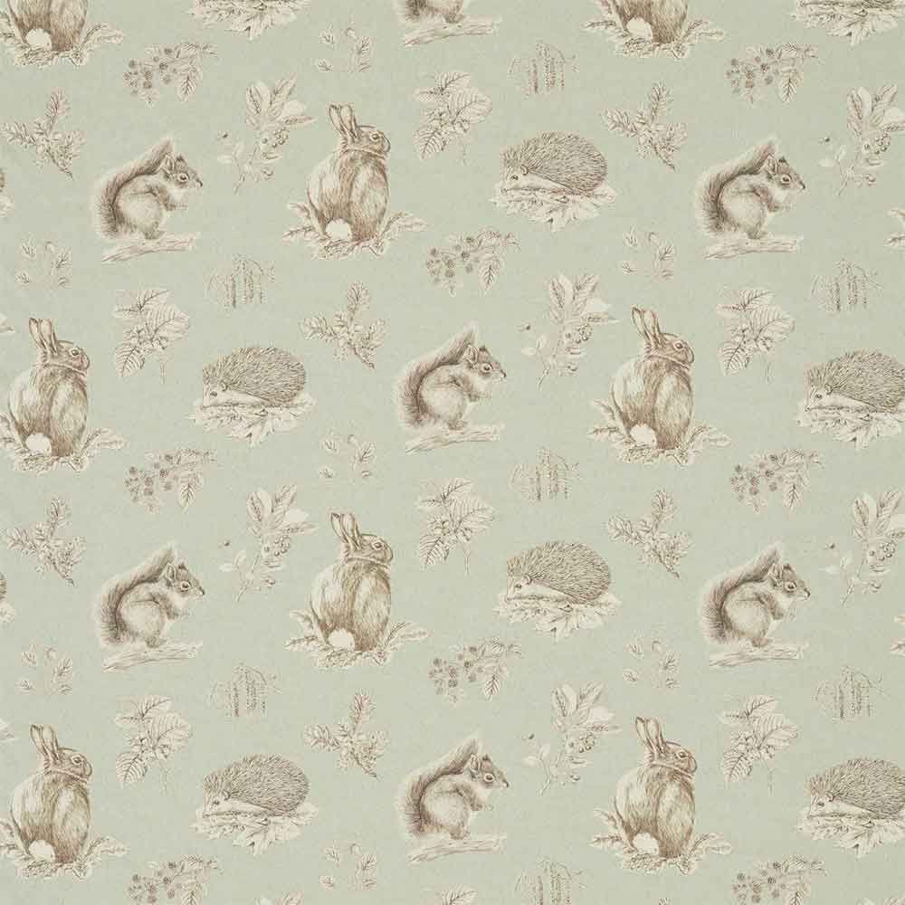 Squirrel & Hedgehog Seaspray & Charcoal Fabric