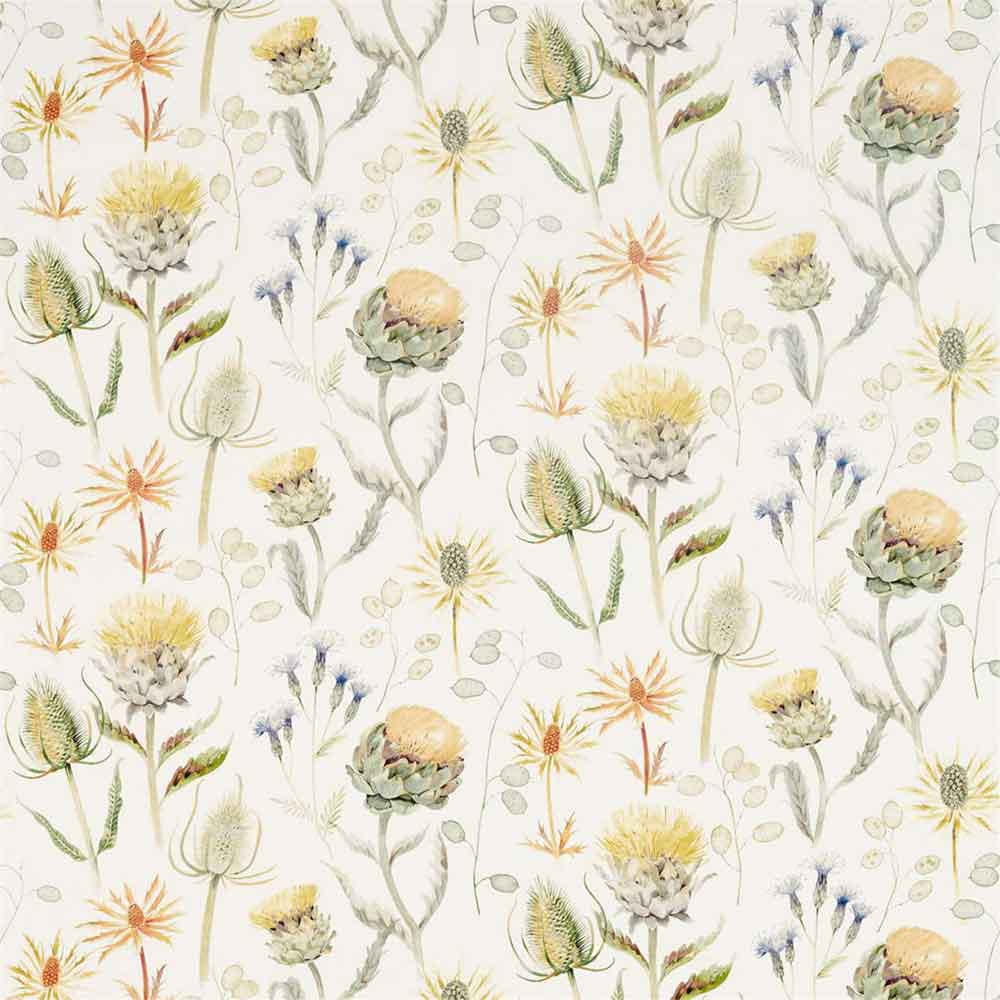 Thistle Garden Ochre & Olive Fabric