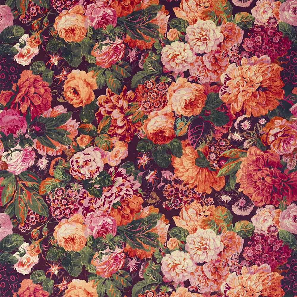 Very Rose and Peony Wild Plum Fabric