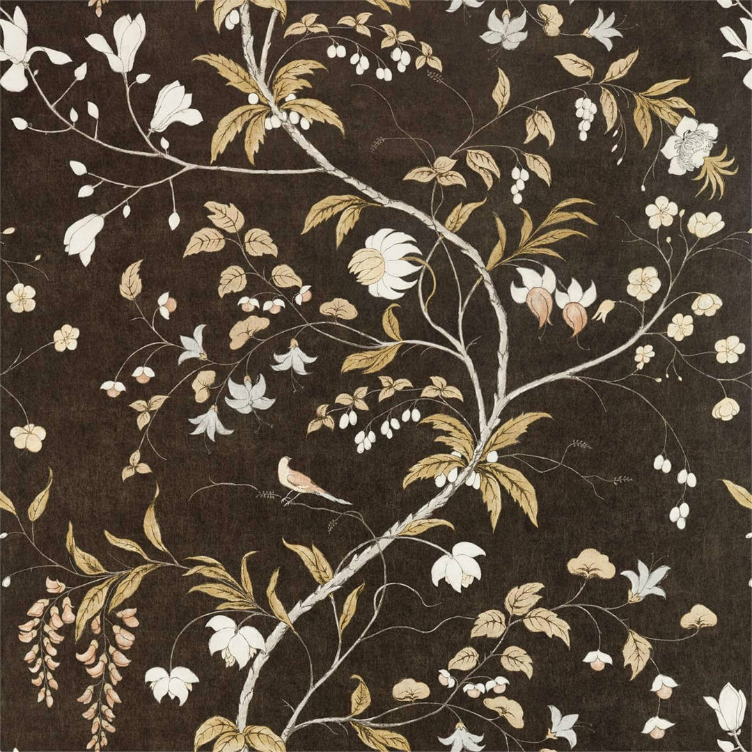 Chambalon Trail Antique Gold & Vine Black Wallpaper