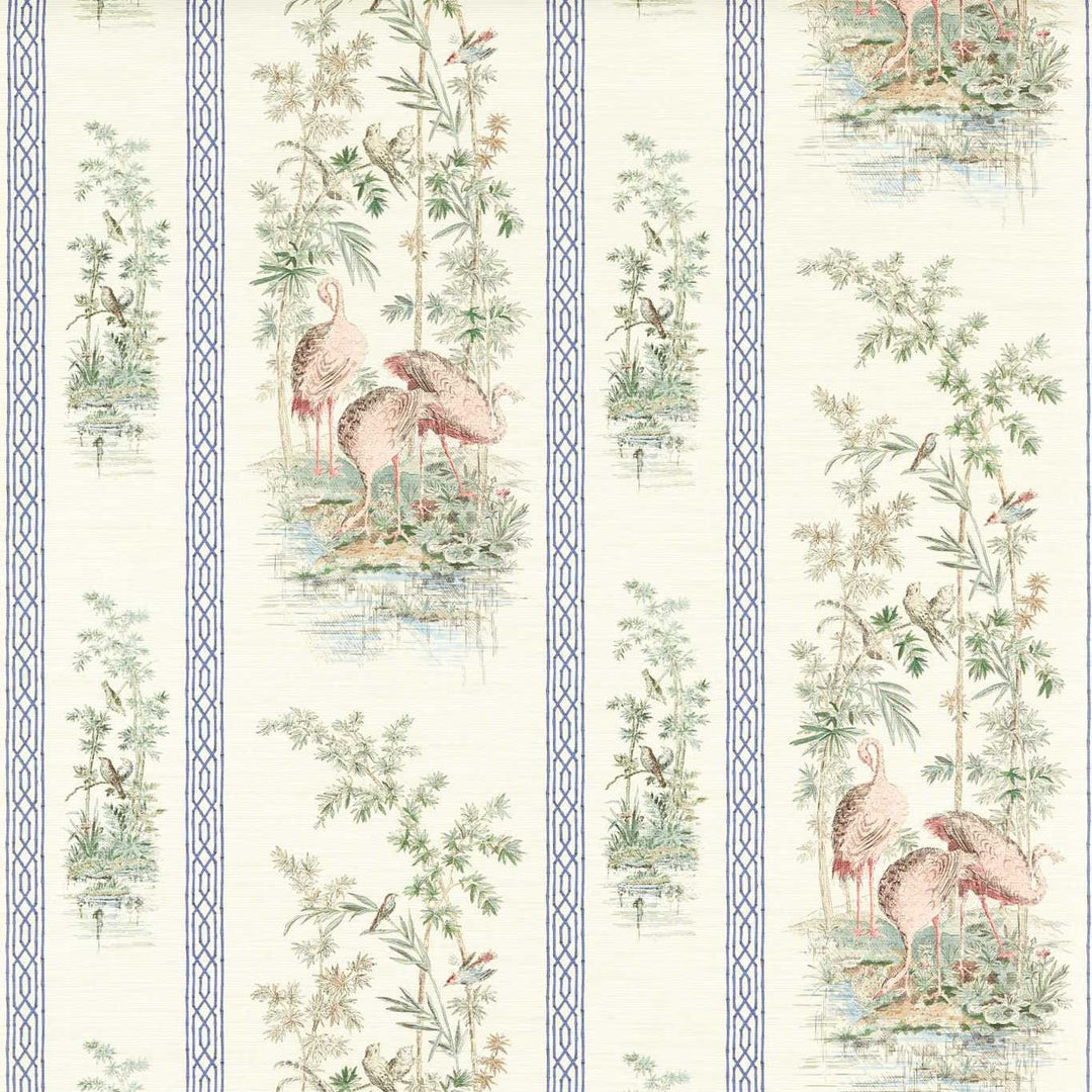 Storks & Thrushes Tuscan Pink & Cobalt Wallpaper