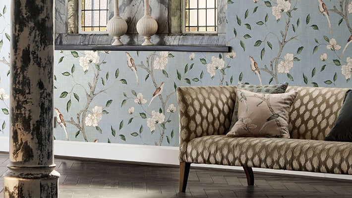 Zoffany wallpaper in a styled interior setting