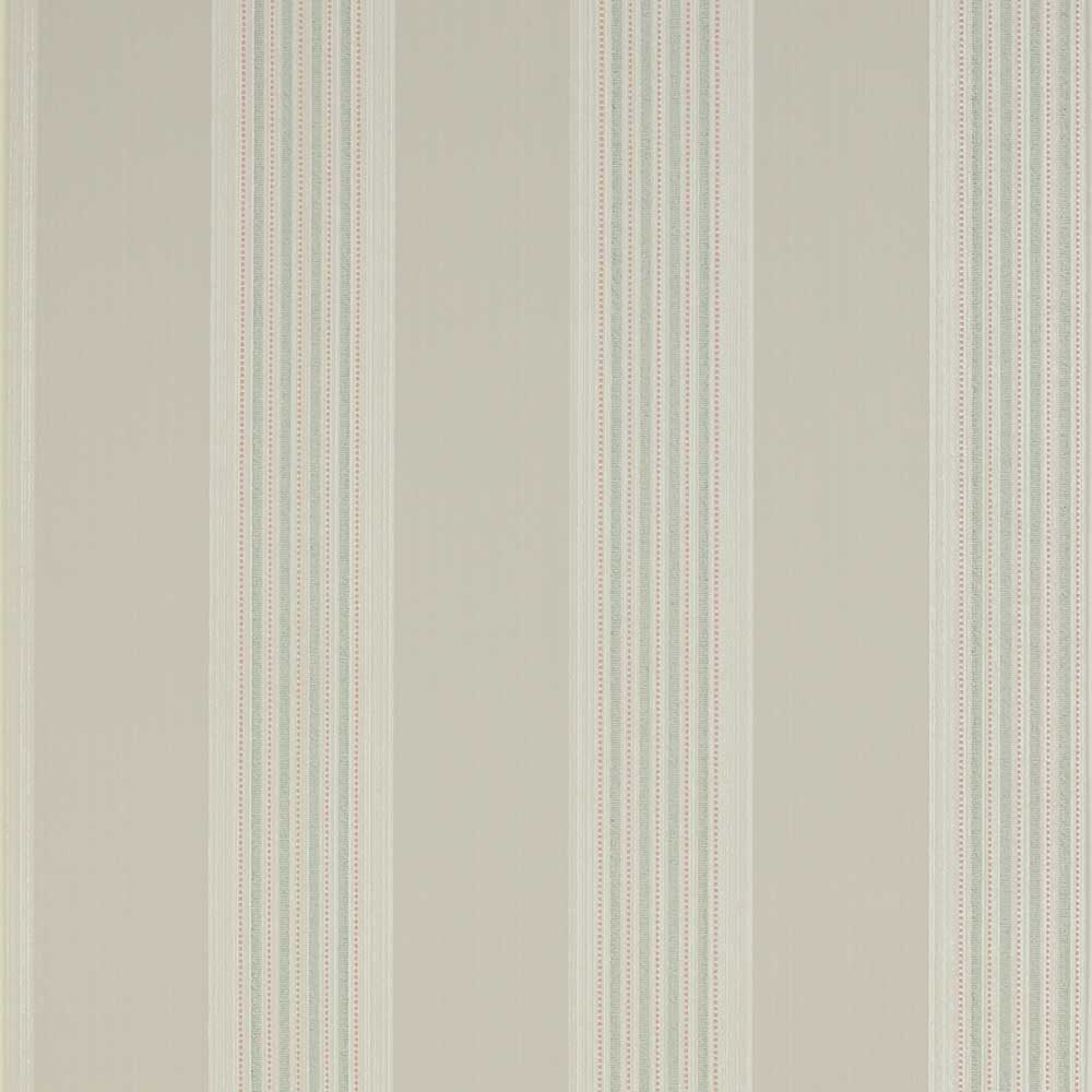 Colefax & Fowler Tealby Stripe Wallpaper | Stone & Aqua | 7991/07