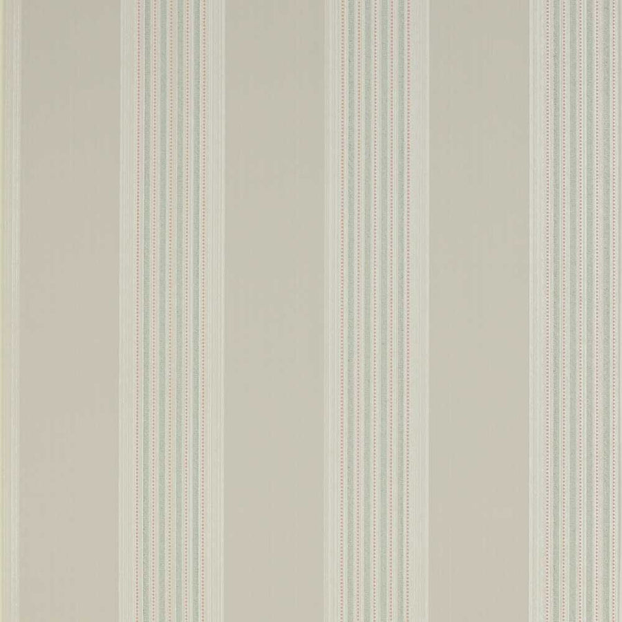 Colefax & Fowler Tealby Stripe Wallpaper | Stone & Aqua | 7991/07