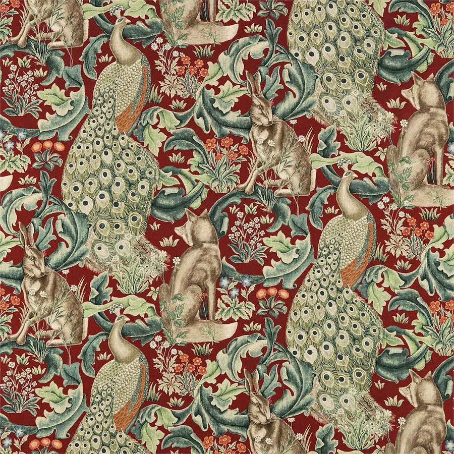 Forest (Viscose) Red Fabric by Morris & Co - 222533 | Modern 2 Interiors