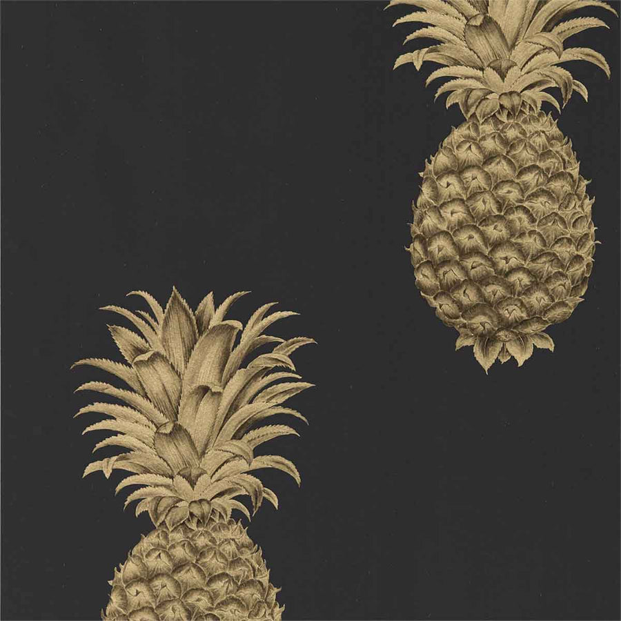 Pineapple Royale Graphite & Gold Wallpaper by Sanderson - 216326 | Modern 2 Interiors