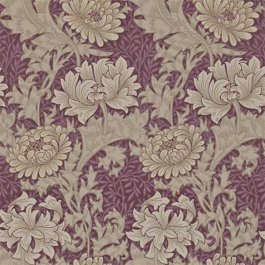 Morris And Co Chrysantemum Wallpaper - Wine - 212548 | Modern 2 Interiors