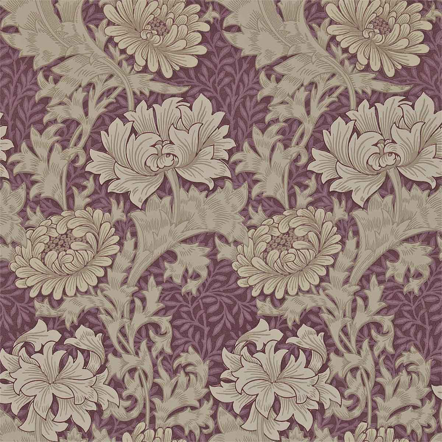 Morris And Co Chrysantemum Wallpaper - Wine - 212548 | Modern 2 Interiors